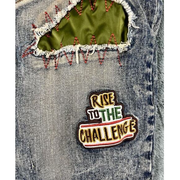 Blac Leaf Jeans Men's 38x34 Acid Wash Patches Distressed Streetwear Slim Denim - Picture 11 of 16